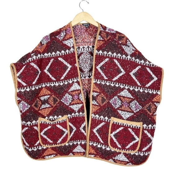 Forever 21 Womens Boho Aztec One Size Shrug Wrap Kimono Sweater Festival - Picture 1 of 5